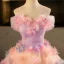Elegante Rosa Applikationen Ballkleider 2014 Ballkleid Off Shoulder Kurze Ärmel Rückenfreies Lange Festliche Kleider