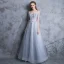 Sexy Burgundy Evening Dresses  2018 A-Line / Princess Lace Appliques Beading Crystal Off-The-Shoulder Backless Sleeveless Floor-Length / Long Formal Dresses
