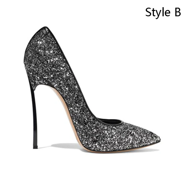 Glitter Witte Pailletten Bruidsschoenen 2019 12 cm Naaldhakken / Stiletto Spitse Neus Huwelijk Pumps