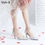 Charmant Zilveren Rhinestone Bruidsschoenen 2019 Leer Pailletten 9 cm Naaldhakken / Stiletto Spitse Neus Huwelijk Pumps
