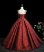 Unusual Burgundy Flower Printing Prom Dresses 2025 Ball Gown Spaghetti Straps Sleeveless Backless Floor-Length / Long Formal Dresses