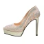 Chic / Beautiful Gold See-through Evening Party Pumps 2019 Leather Rhinestone 12 cm Stiletto Heels Pointed Toe Pumps