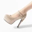 Chic / Beautiful Gold Wedding Shoes 2019 Leather Rhinestone Sequins Ankle Strap 12 cm Stiletto Heels Pointed Toe Wedding Pumps