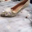 Glitter Champagne Handgemaakt Kristal Bruidsschoenen 2019 Pailletten Rhinestone 8 cm Naaldhakken / Stiletto Spitse Neus Huwelijk Pumps