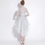 Chic / Belle Argenté Robe De Cocktail 2018 Princesse En Dentelle Fleur Ceinture Paillettes Col Haut Manches Courtes Asymétrique Robe De Ceremonie