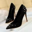 Chic / Beautiful Black Suede Prom Pumps 2019 Rhinestone 10 cm Stiletto Heels Pointed Toe Pumps