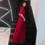 Chic / Beautiful Burgundy Evening Dresses  2019 A-Line / Princess High Neck Spotted Bow 1/2 Sleeves Floor-Length / Long Formal Dresses