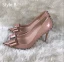 Chic / Beautiful Nude Casual Pumps 2019 Leather Bow Rivet 12 cm Stiletto Heels Pointed Toe Pumps