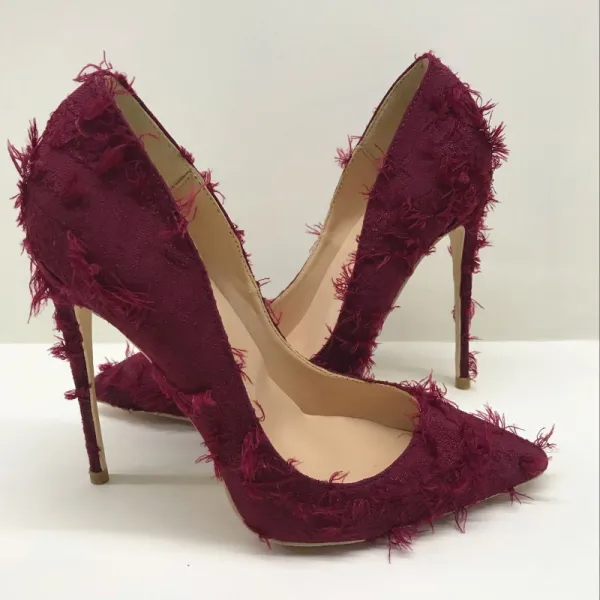 Chic / Beautiful Casual Dark Green Pumps 2019 Leather Tassel 12 cm Stiletto Heels Pointed Toe Pumps