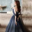 Charmant Océan Bleu Robe De Bal 2021 Princesse De l'épaule Perlage Appliques Paillettes Sans Manches Dos Nu Longue Robe De Ceremonie