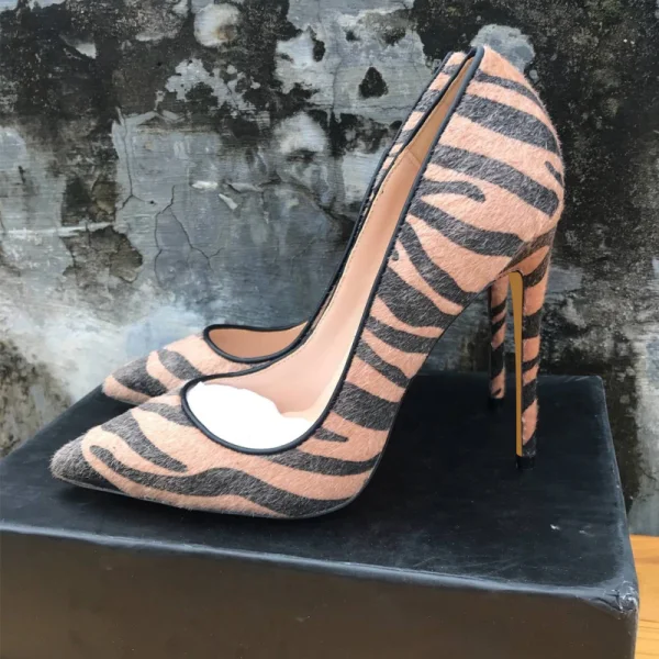 Mooie / Prachtige Bruin Rave Club Pumps 2019 Gestreept 12 cm Naaldhakken / Stiletto Spitse Neus Pumps
