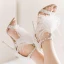 Charmant Beige Brautschuhe 2019 Strass Feder 9 cm Stilettos Peeptoes Hochzeit Hochhackige