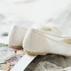 Élégant Blanche Chaussure De Mariée 2019 En Dentelle Perle Faux Diamant Paillettes À Bout Pointu Mariage Talons