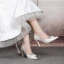 Luxury / Gorgeous White Wedding Shoes 2019 Leather Rhinestone 8 cm Stiletto Heels Pointed Toe Wedding Pumps