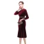 Élégant Bordeaux Robe De Soirée 2019 Encolure Dégagée Daim 3/4 Manches Thé Longueur Robe De Ceremonie