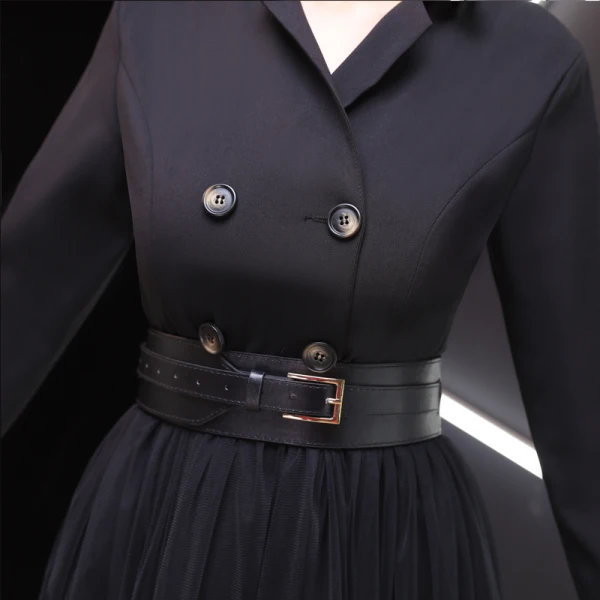 Elegant Black Evening Dresses  2019 A-Line / Princess V-Neck Sash Long Sleeve Tea-length Formal Dresses