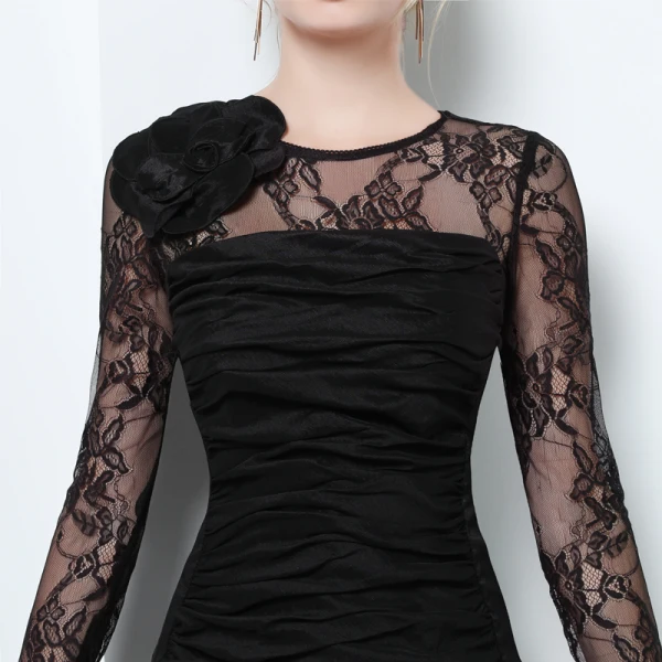 caramel formal dress Plus Size Black Short Sleeve Evening Dress– Hello Curve main image 0