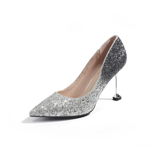 Glittrande Svarta Afton Pumps 2019 Paljetter 8 cm Stilettklackar Spetsiga Pumps