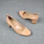 Simple Kaki Désinvolte Escarpins 2019 Cuir 5 cm Talons Épais À Bout Rond Escarpins