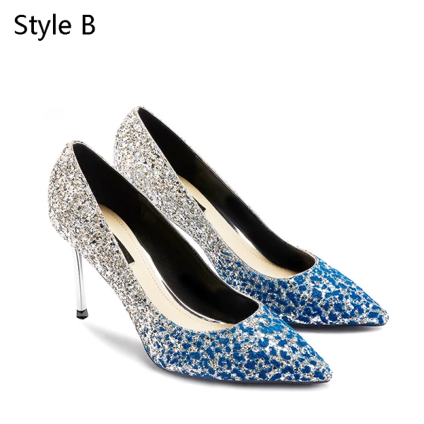 Scintillantes Argenté Cuir Soirée Escarpins 2019 Paillettes 8 cm Talons Aiguilles À Bout Pointu Escarpins