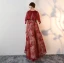 Chic / Belle Bordeaux Robe De Soirée Princesse 2018 Dentelle Impression Noeud Encolure Dégagée Avec Châle Manches Courtes Dos Nu Longue Robe De Ceremonie