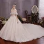 Charmant Champagner Brautkleider / Hochzeitskleider 2019 A Linie Off Shoulder Perlenstickerei Kristall Pailletten Perle Ärmellos Rückenfreies Königliche Schleppe