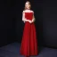 Chic / Belle Bordeaux Robe De Soirée 2019 Princesse Bretelles Spaghetti 3/4 Manches Dos Nu Longue Robe De Ceremonie