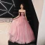 Elegant Blushing Pink Formal Dresses 2019 A-Line / Princess Strapless Bow Sleeveless Backless Floor-Length / Long Prom Dresses