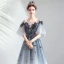 Elegant Gradient-Color Evening Dresses  2019 A-Line / Princess Scoop Neck Beading Pearl Lace Flower 1/2 Sleeves Backless Floor-Length / Long Formal Dresses