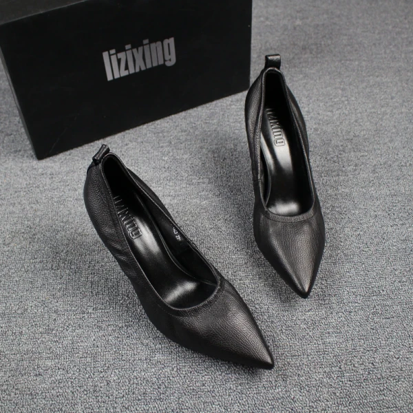 Mooie / Prachtige Khaki Kantoor Pumps 2019 Leer 7 cm Naaldhakken / Stiletto Spitse Neus Pumps