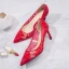 Elegant Burgundy See-through Wedding Shoes 2019 Lace 7 cm Stiletto Heels Pointed Toe Wedding Pumps