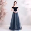 Elegant Dark Green Evening Dresses  2019 A-Line / Princess Off-The-Shoulder Suede Sleeveless Floor-Length / Long Formal Dresses