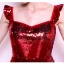 Chic / Belle Bordeaux de retour Robe De Graduation 2019 Princesse Encolure Carrée Paillettes Sans Manches Dos Nu Longueur Cheville Robe De Ceremonie