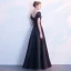 Modest / Simple Black Evening Dresses  2018 A-Line / Princess Beading Scoop Neck Backless Short Sleeve Floor-Length / Long Formal Dresses