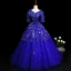 Sparkly Black Prom Dresses 2019 A-Line / Princess V-Neck Star Sequins Lace Flower 1/2 Sleeves Floor-Length / Long Formal Dresses