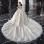 Classy Ivory Wedding Dresses 2019 Ball Gown Off-The-Shoulder Beading Sequins Lace Flower Short Sleeve Backless Cathedral Train