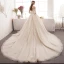 Charming Champagne Wedding Dresses 2019 A-Line / Princess Off-The-Shoulder Beading Pearl Lace Flower Short Sleeve Backless Cathedral Train