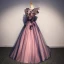 Élégant Violet Robe De Bal 2019 Princesse Encolure Carrée Perle Appliques En Dentelle Fleur Sans Manches Dos Nu Longue Robe De Ceremonie