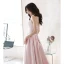Elegante Pink Perle Satin Ballkleider 2021 A Linie Bandeau Ärmellos Rückenfreies Lange Festliche Kleider