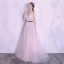 Élégant Rougissant Rose Robe De Soirée 2018 Princesse Tachetée Ceinture Bretelles Spaghetti Dos Nu Sans Manches Longue Robe De Ceremonie
