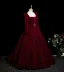 Demure Burgundy Rhinestone Sequins Velvet Prom Dresses 2025 Ball Gown Square Neckline Long Sleeve Backless Floor-Length / Long Formal Dresses