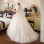 Élégant Champagne Robe De Mariée 2019 Robe Boule Encolure Carrée Perlage Paillettes En Dentelle Fleur Manches Courtes Dos Nu Train De Balayage