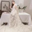 Schöne Ivory / Creme Strand Brautkleider / Hochzeitskleider 2019 A Linie V-Ausschnitt Schleife Spitze Blumen Ärmellos Rückenfreies Hof-Schleppe
