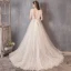 Élégant Champagne Robe De Mariée 2019 Princesse Encolure Carrée Tachetée Sans Manches Dos Nu Tribunal Train