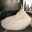 Fabulous Champagne Wedding Dresses 2019 Ball Gown Spaghetti Straps Ruffle Lace Flower Sequins Sleeveless Backless Royal Train
