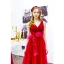 Chic / Belle Rouge Robe De Bal 2019 Princesse V-Cou Perlage En Dentelle Fleur Noeud Sans Manches Dos Nu Longue Robe De Ceremonie