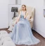 Élégant Gris Robe De Bal 2019 Princesse V-Cou En Dentelle Fleur Noeud Sans Manches Dos Nu Longue Robe De Ceremonie