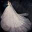 Chic Ivoire Robe De Mariée 2019 Princesse De l'épaule Perlage Perle Étoile En Dentelle Fleur Paillettes Manches Courtes Dos Nu Cathedral Train