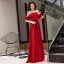 Chic / Belle Rouge Robe De Soirée 2019 Princesse Encolure Dégagée Perlage Noeud Manches Courtes Dos Nu Longue Robe De Ceremonie