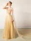 Charming Gold Evening Dresses  2019 A-Line / Princess V-Neck Glitter Sequins Sleeveless Backless Floor-Length / Long Formal Dresses